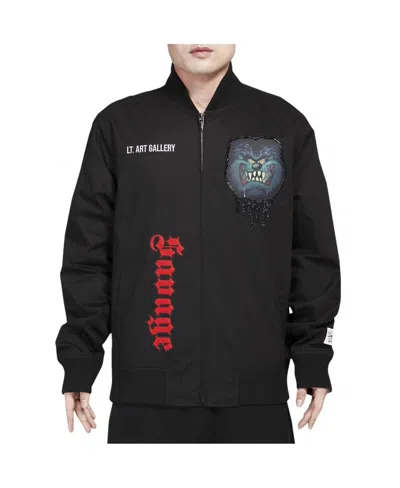 Freeze Max Men's Black Looney Tunes Taz Savage Varsity Full-zip Jacket