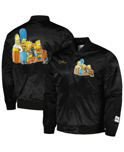 Freeze Max Men's  Black The Simpsons Couch Satin Full-snap Jacket