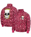 Freeze Max Men's  Pink The Simpsons Bart Leopard Print Raglan Full-zip Puffer Jacket In Pink