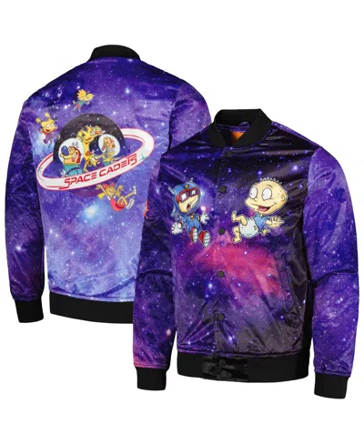 Freeze Max Men's  Purple Rugrats Nickelodeon Graphic Satin Full-snap Jacket