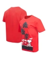 FREEZE MAX MEN'S FREEZE MAX SNOOPY RED PEANUTS WALKING ON THE BEACH LOOSE T-SHIRT