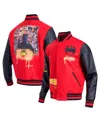 Freeze Max Men's Red/black Batman Spray Paint Full-zip Varsity Jacket In Red,black