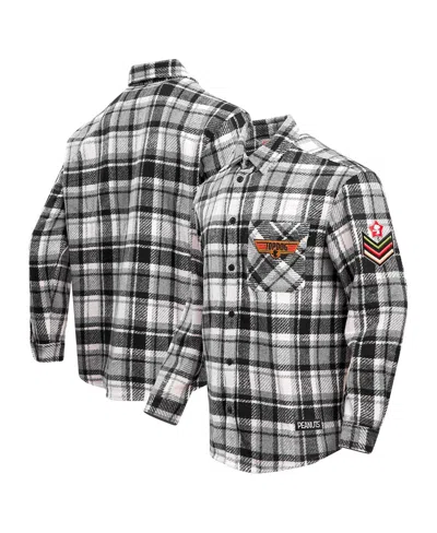 Freeze Max Men's Snoopy Black Peanuts Top Dog Flannel Button-up Shirt In Black,charcoal