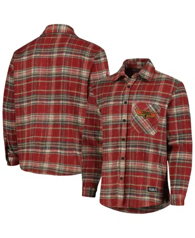 Freeze Max Men's Snoopy Wine Peanuts Top Dog Flannel Button-up Shirt In Multi