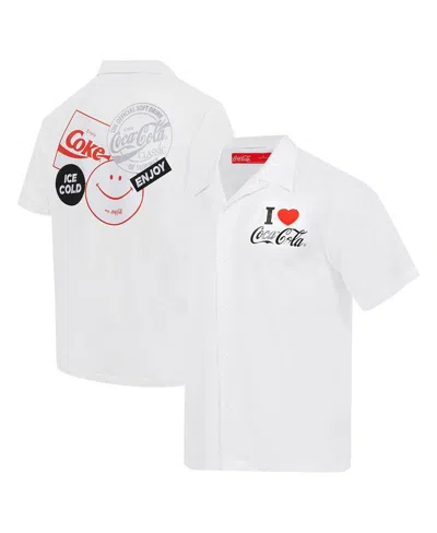 Freeze Max Men's Coca-cola Ice Cold Coke Button-up Shirt In White