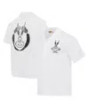 Freeze Max Men's White Looney Tunes Bugs Bunny Melted Skeleton Button-up Shirt In White