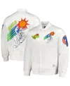 Freeze Max Men's White Looney Tunes Graphic Satin Full-snap Jacket In White