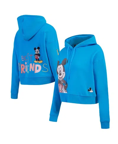 Freeze Max Women's Blue Mickey Friends Best Friends Cropped Pullover Hoodie