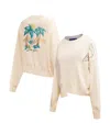 Freeze Max Women's Cream Lilo And Stitch We're Better Together Loose Fit Cropped Pullover Sweatshirt In Cream
