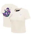 Freeze Max Women's Cream Mickey Friends Rooting For You Baby Doll Cropped T-shirt In Cream