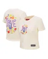 Freeze Max Women's Cream Peanuts Sweet Love Baby Doll Cropped T-shirt In White