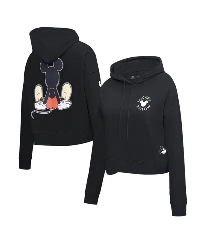 Freeze Max Women's  Black Mickey Mouse Happiness Cropped Pullover Hoodie