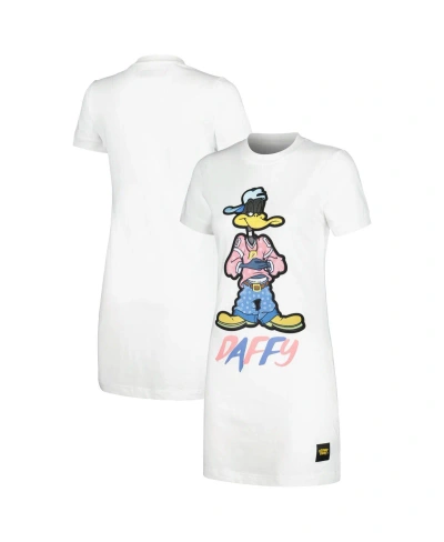 Freeze Max Women's  Daffy Duck White Looney Tunes Jersey T-shirt Dress