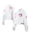 Freeze Max Women's  White Peanuts Snoopy Sweet Heart Long Sleeve Cropped Polo In White
