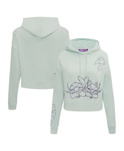Freeze Max Women's Green Lilo And Stitch Lovers Cropped Pullover Hoodie