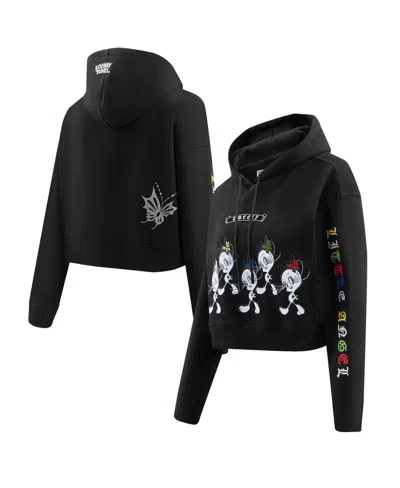 Freeze Max Women's Looney Tunes Tweety Bird Cropped Pullover Hoodie In Black