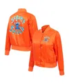 Freeze Max Women's Orange Lilo And Stitch Scrump Stitch Full-snap Satin Jacket