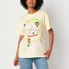 Freeze Pixar Main Character Energy Boyfriend Tee Womens Juniors Crew Neck Short Sleeve Oversized Graphic T- In White