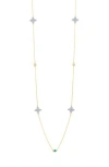 Freida Rothman Brooklyn Coast Clover Disc Station Necklace In Silvr/gld/mother Of Pearl
