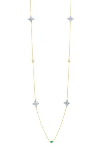 Freida Rothman Brooklyn Coast Clover Disc Station Necklace In Gold