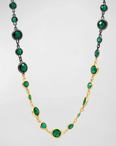 Freida Rothman Illuminating Two Tone Long Necklace, 36"l In Green