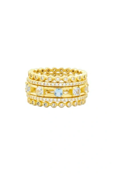 Freida Rothman Ocean Azure Cubic Zirconia Ring In Gold