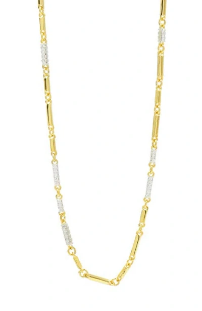 Freida Rothman Radiance Cubic Zirconia Chain Necklace In Silver/gold