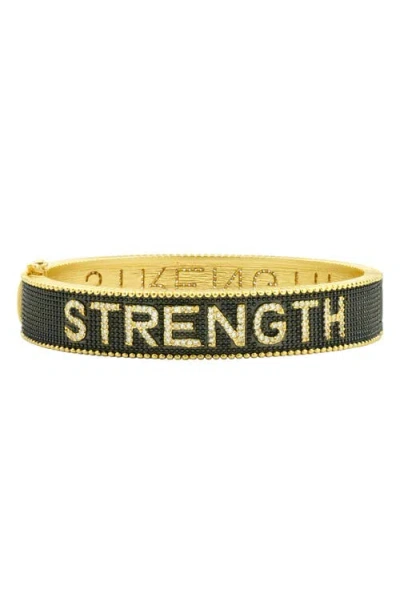 Freida Rothman Strength Pavé Bangle In Black/gold