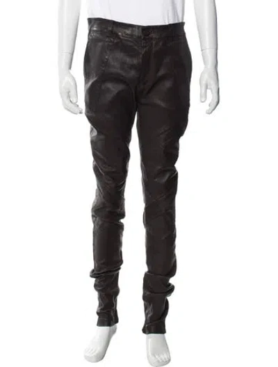 Pre-owned Frei-mut Leather Moto Pants In Brown