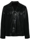 Frei-mut Long-sleeved Leather Jacket In Black