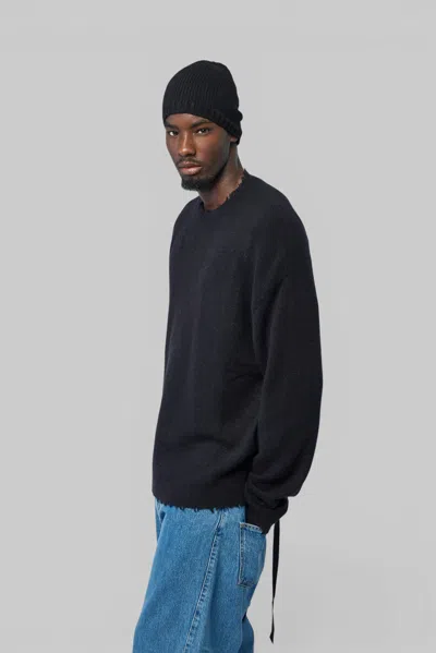 Frei-mut Round Neck, Boxy Fit In Lamawool In Black