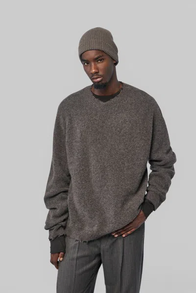 Frei-mut Round Neck, Boxy Fit In Lamawool In Gray