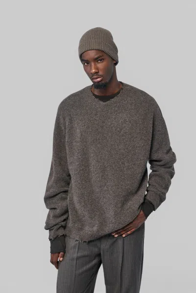 Frei-mut Round Neck, Boxy Fit In Lamawool In Brown