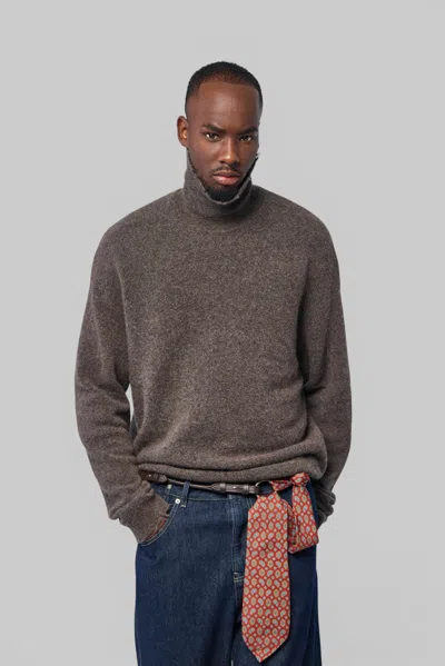 Frei-mut Turtle Neck, Boxy Fit In Lamawool In Brown