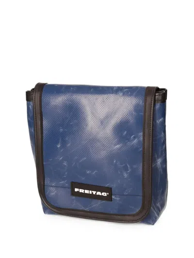 Freitag Logo-patch Foldover Messenger Bag In Blue
