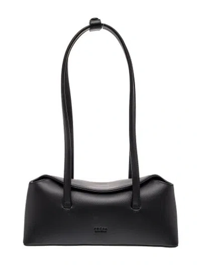 Pre-owned Freja Nyc Leather Shoulder Bag In Black