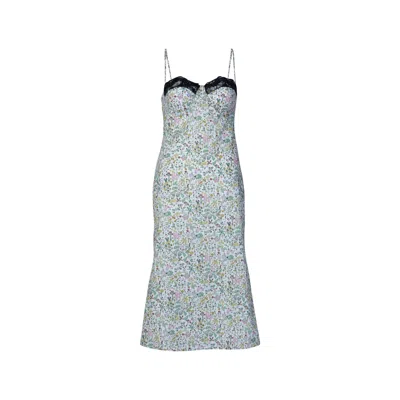 Freja Women's Dahlia Floral Midi Dress With Black Lace