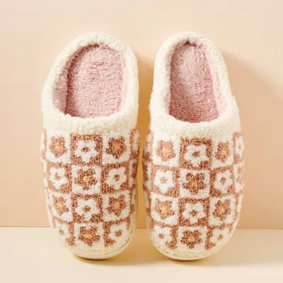 Frem Women's Flower Color Block Home Slippers In Beige In Orange