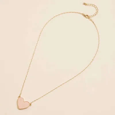Frem Women's Heart Druzy Stone Charm Short Necklace In Peach Sparkle In Gold