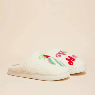 Frem Women's Very Merry Christmas Slippers In Cream In White