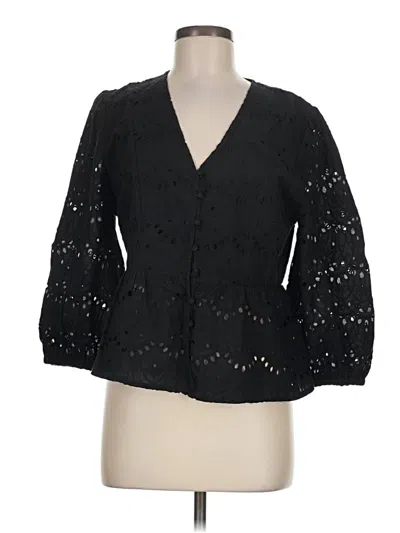 Pre-owned French Connection 3/4 Sleeve Blouse In Black