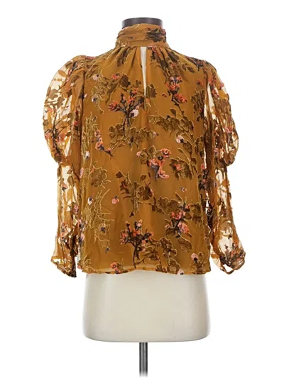 Pre-owned French Connection 3/4 Sleeve Blouse In Gold