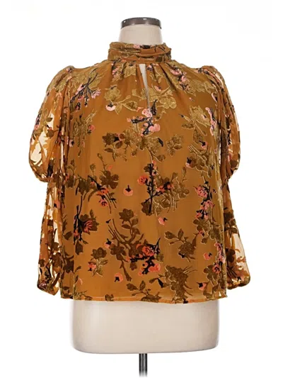 Pre-owned French Connection 3/4 Sleeve Blouse In Gold