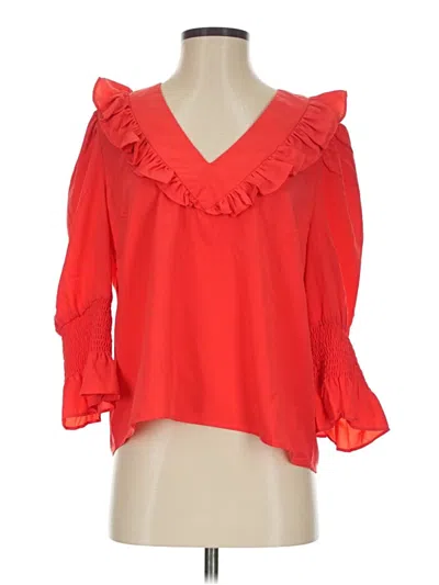 Pre-owned French Connection 3/4 Sleeve Blouse In Red