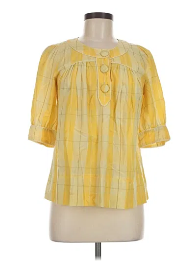 Pre-owned French Connection 3/4 Sleeve Blouse In Yellow