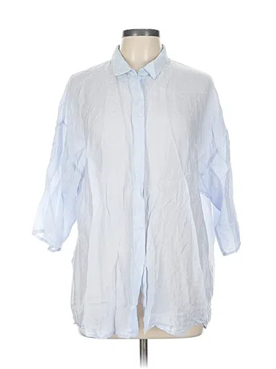 Pre-owned French Connection 3/4 Sleeve Button Down Shirt In Blue