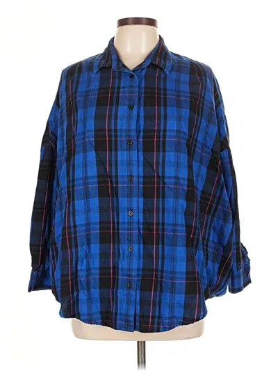 Pre-owned French Connection 3/4 Sleeve Button Down Shirt In Blue