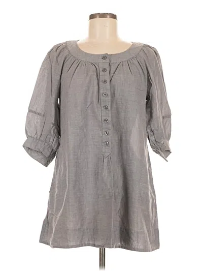 Pre-owned French Connection 3/4 Sleeve Button Down Shirt In Gray
