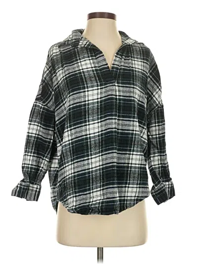 Pre-owned French Connection 3/4 Sleeve Button Down Shirt In Green