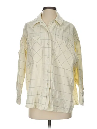 Pre-owned French Connection 3/4 Sleeve Button Down Shirt In Ivory